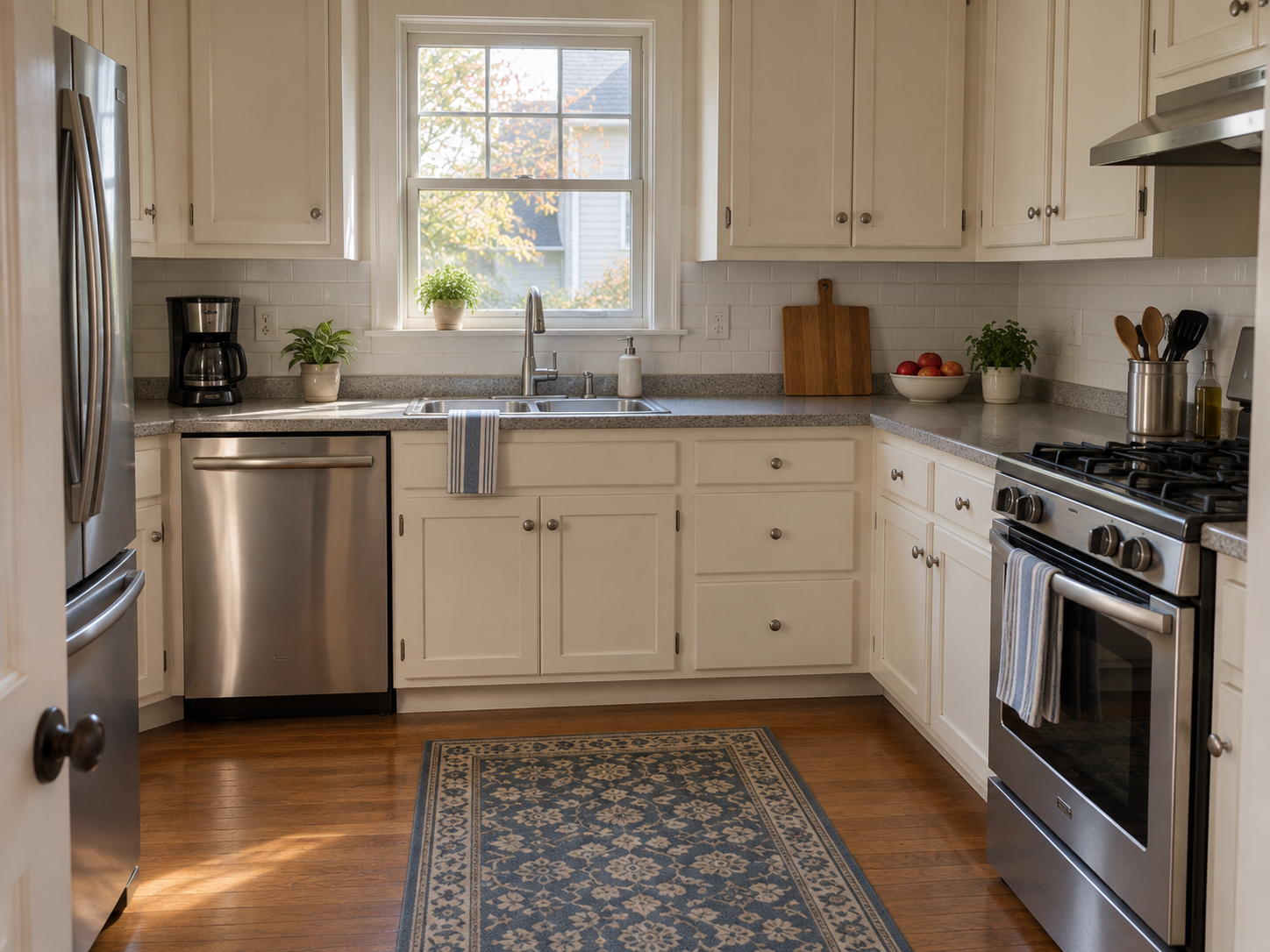 Show-ready kitchen: cleared counters and a tidy, staged space
